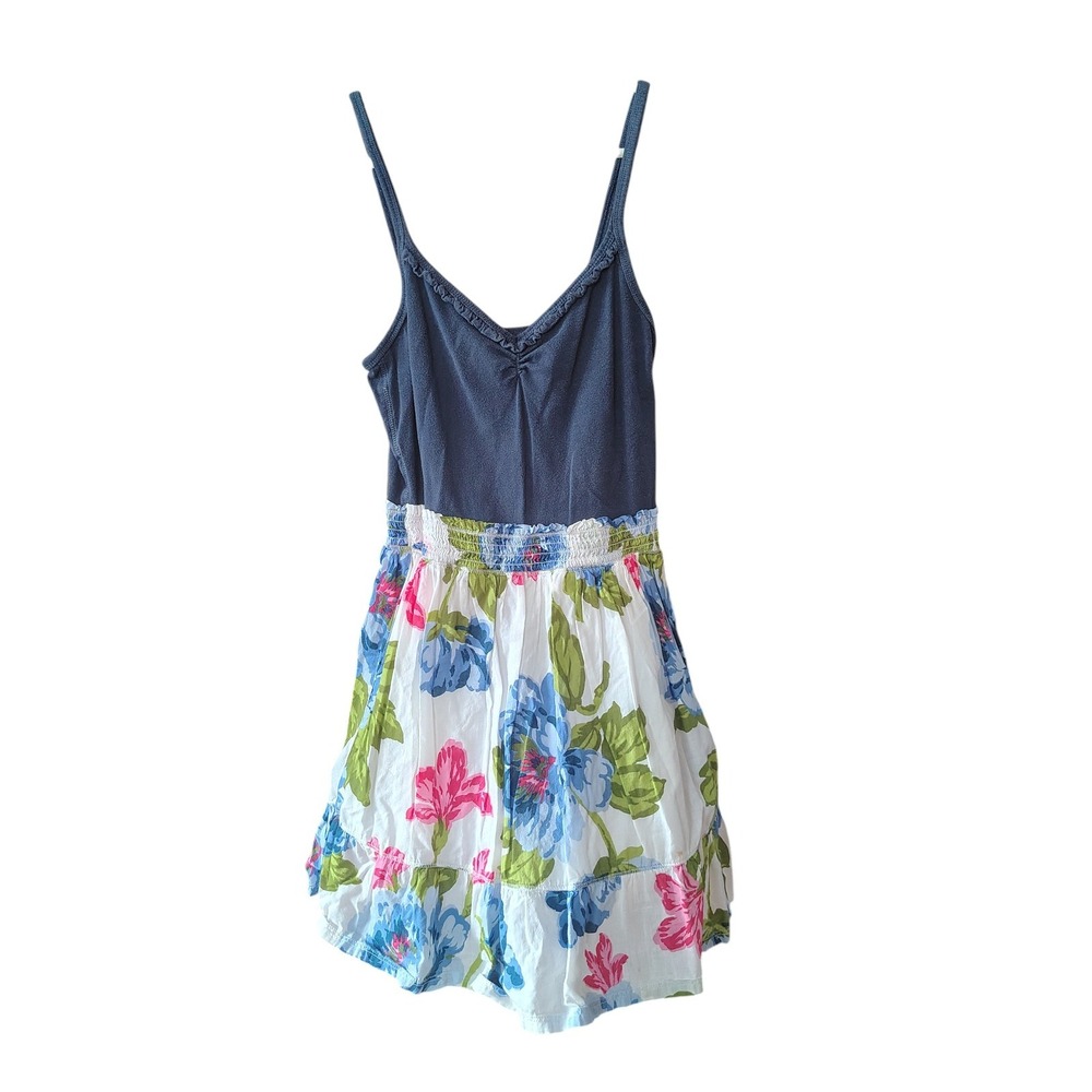 Y2K Hollister Sun Dress Navy Top Floral Bottom Small